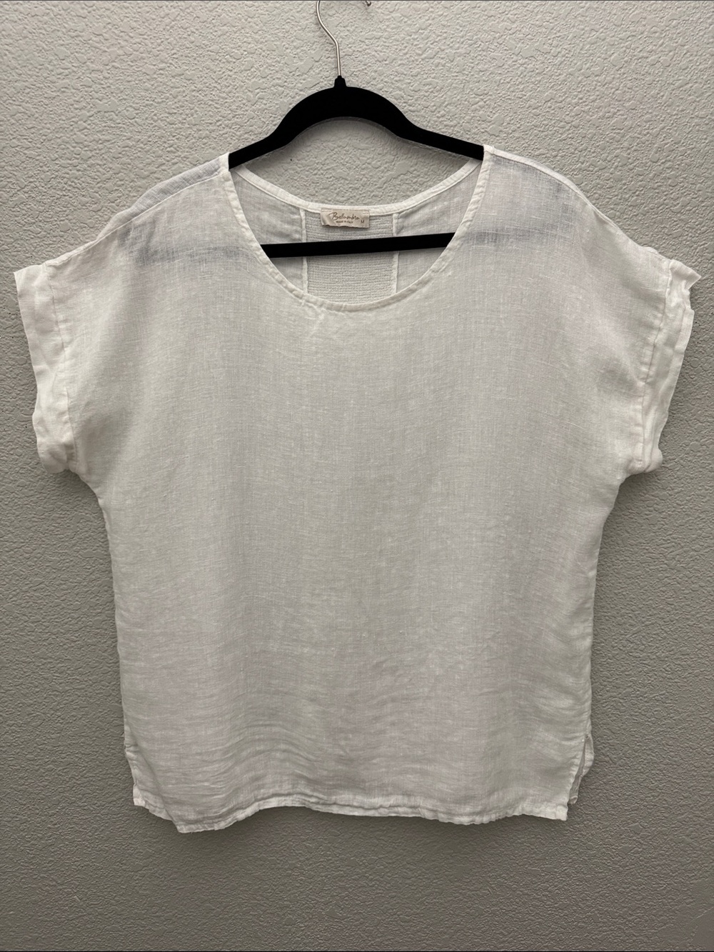 100% Linen Made in Italy Tunic Top Boho Lagenlook Bella Umbra Medium Coastal
